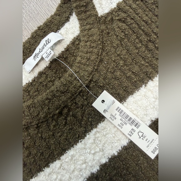 Madewell Amanda Cotton Boucle Sweater Tee in Expedition Green/Cream Stripe - Picture 5 of 7